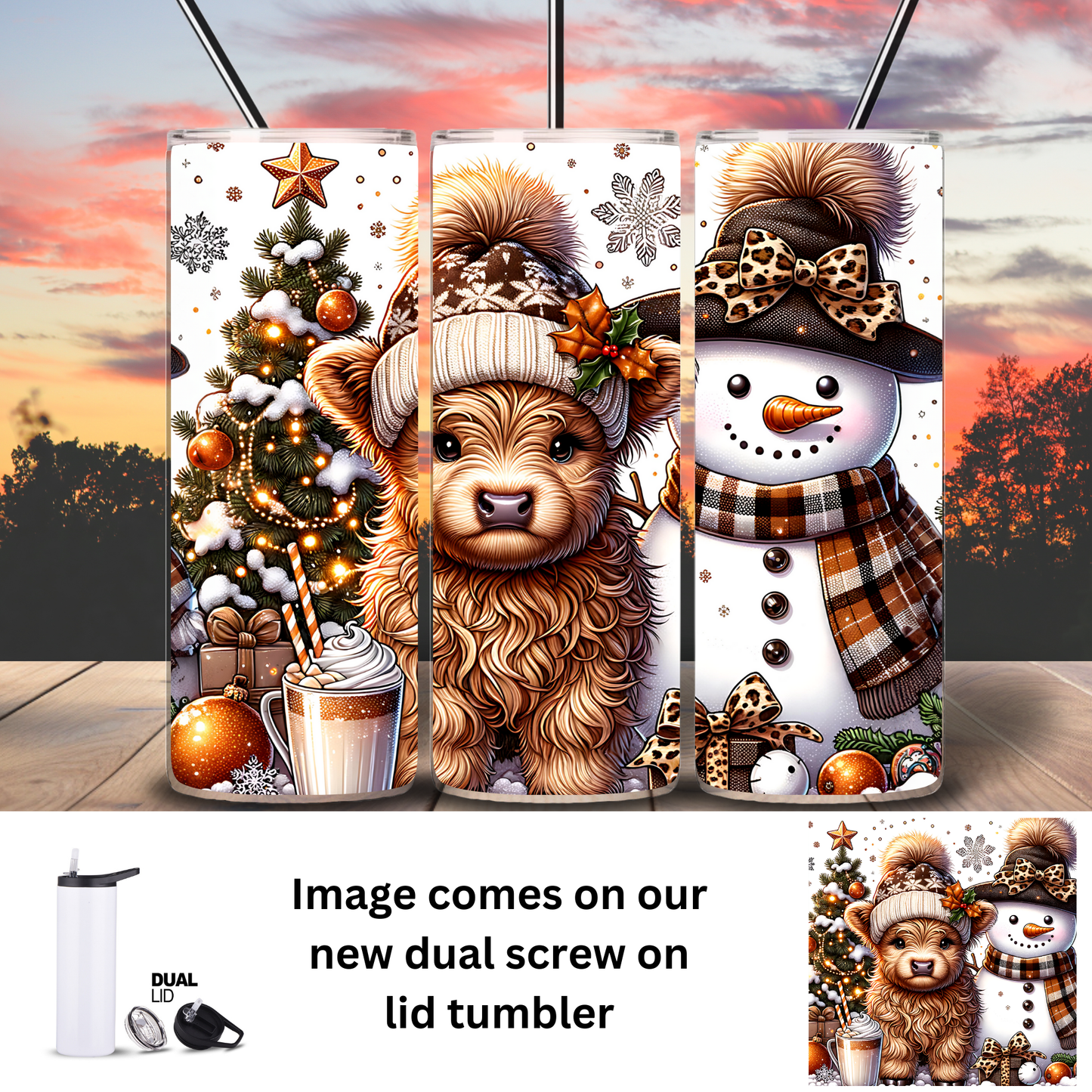 Tumbler | Highland Cow | and snowman