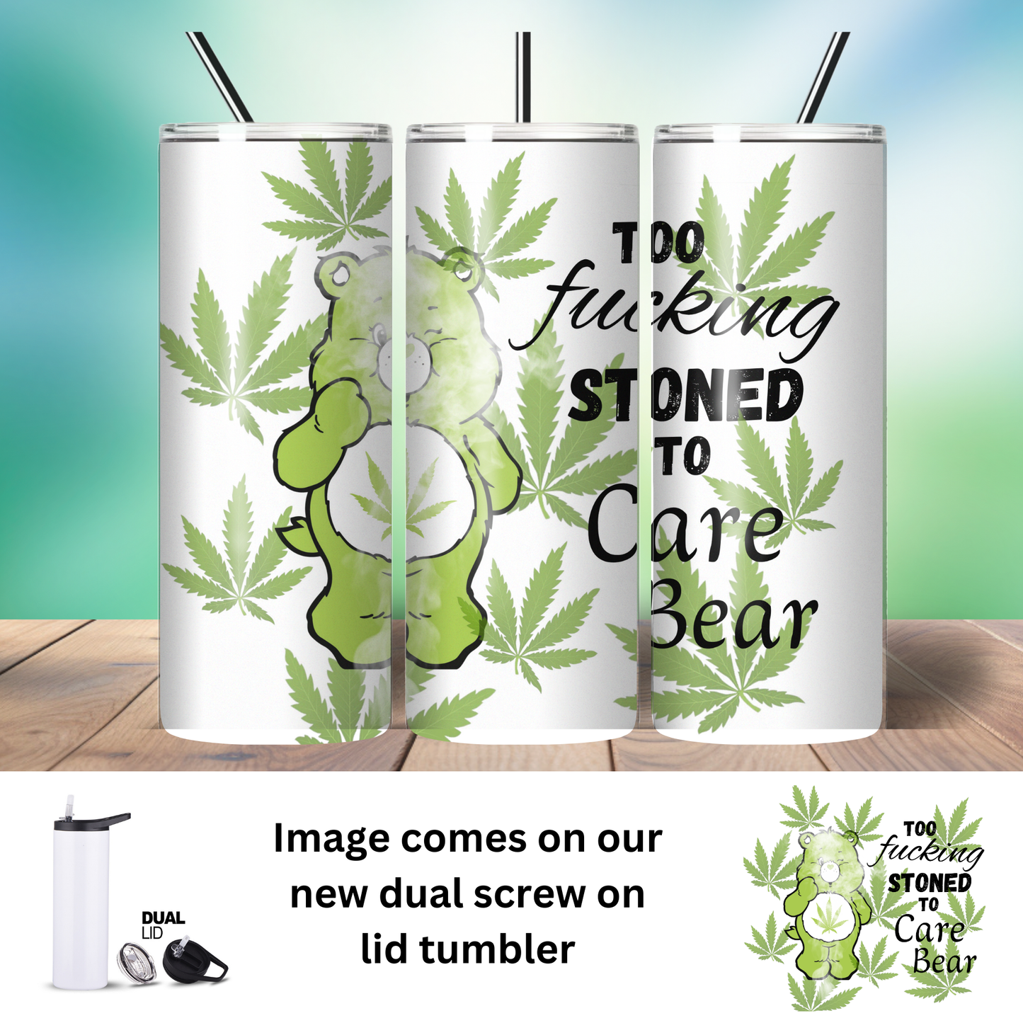 Tumbler | Sarcasm | SwearBear too Stoned to care