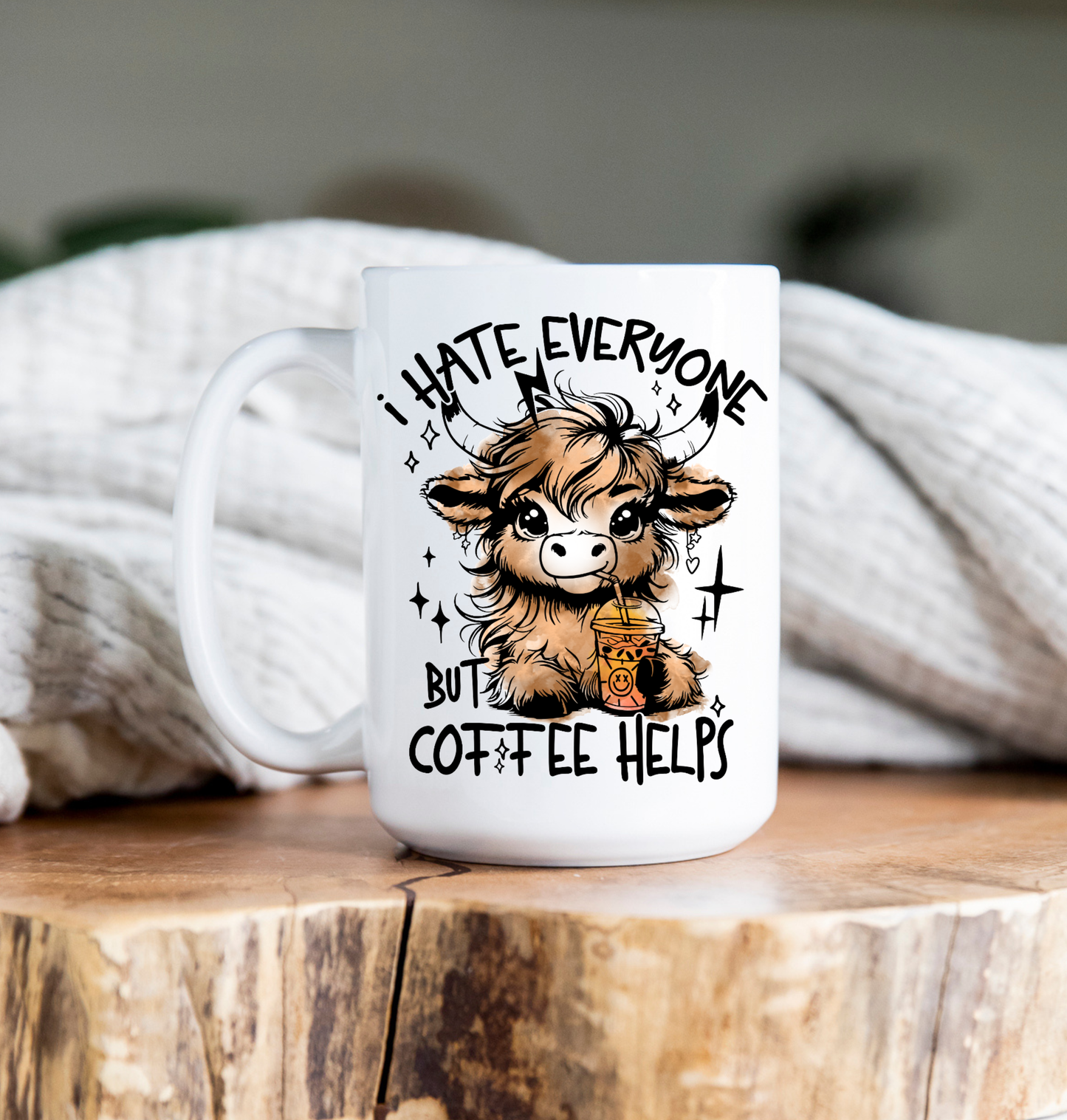 Coffee Mug | 15 oz | Highland Cow | Coffee Helps