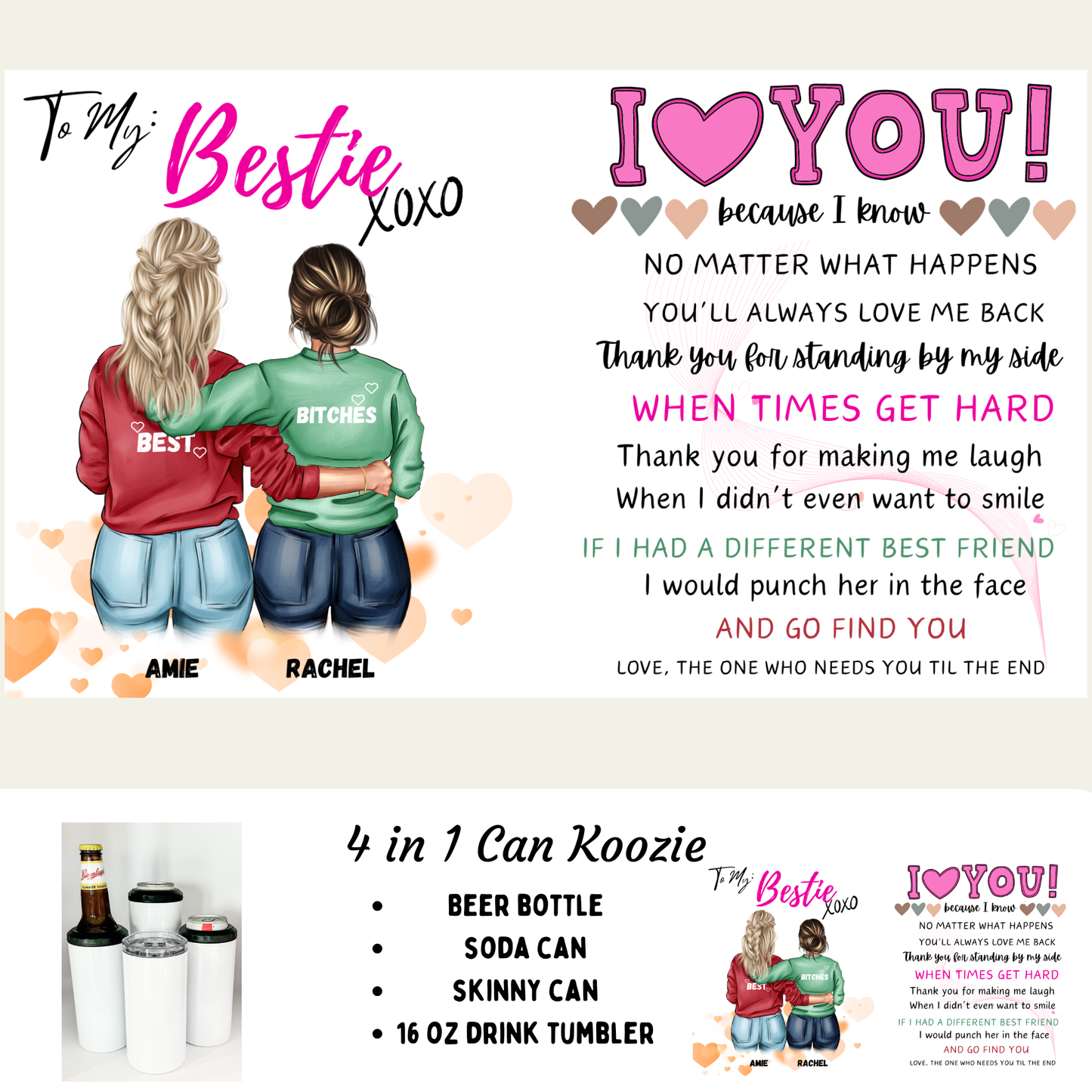 Koozie | Customize it | Bestie