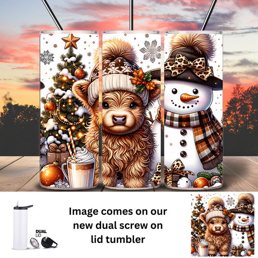 Tumbler | Highland Cow | and snowman