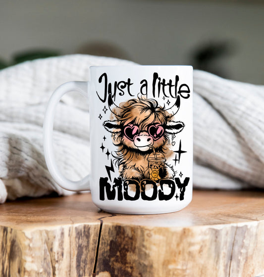 15 oz Coffee Mug -  Highland Cow Just Little Moody