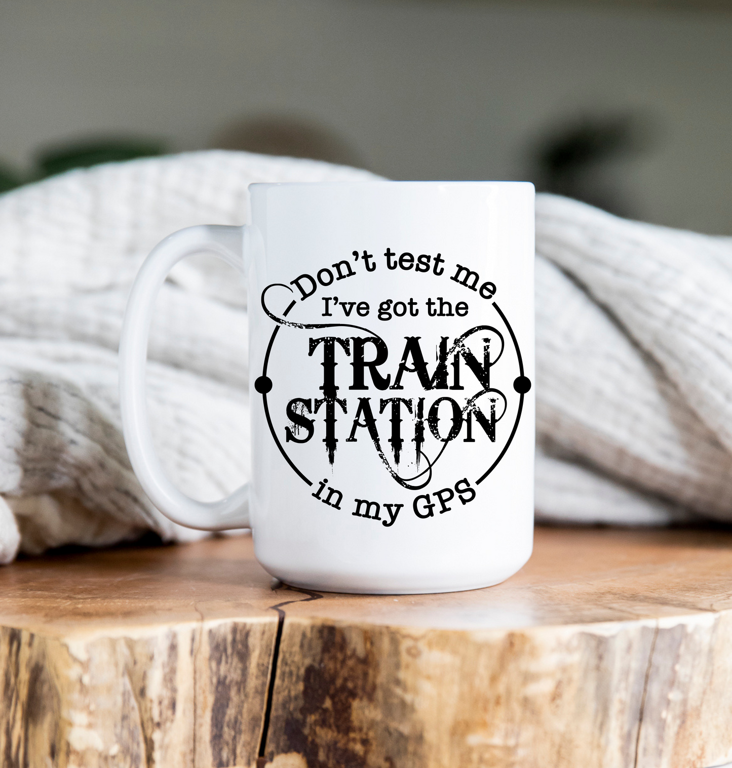 15 oz Coffee Mug -  Fun - Train Station GPS