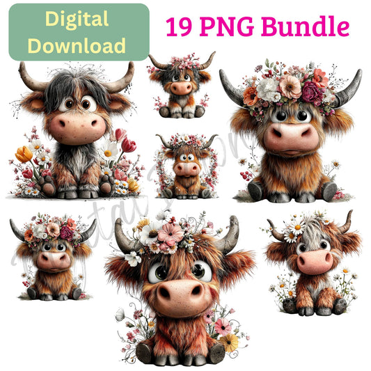 Digital Download | Highland Cow | 19 PNG Files