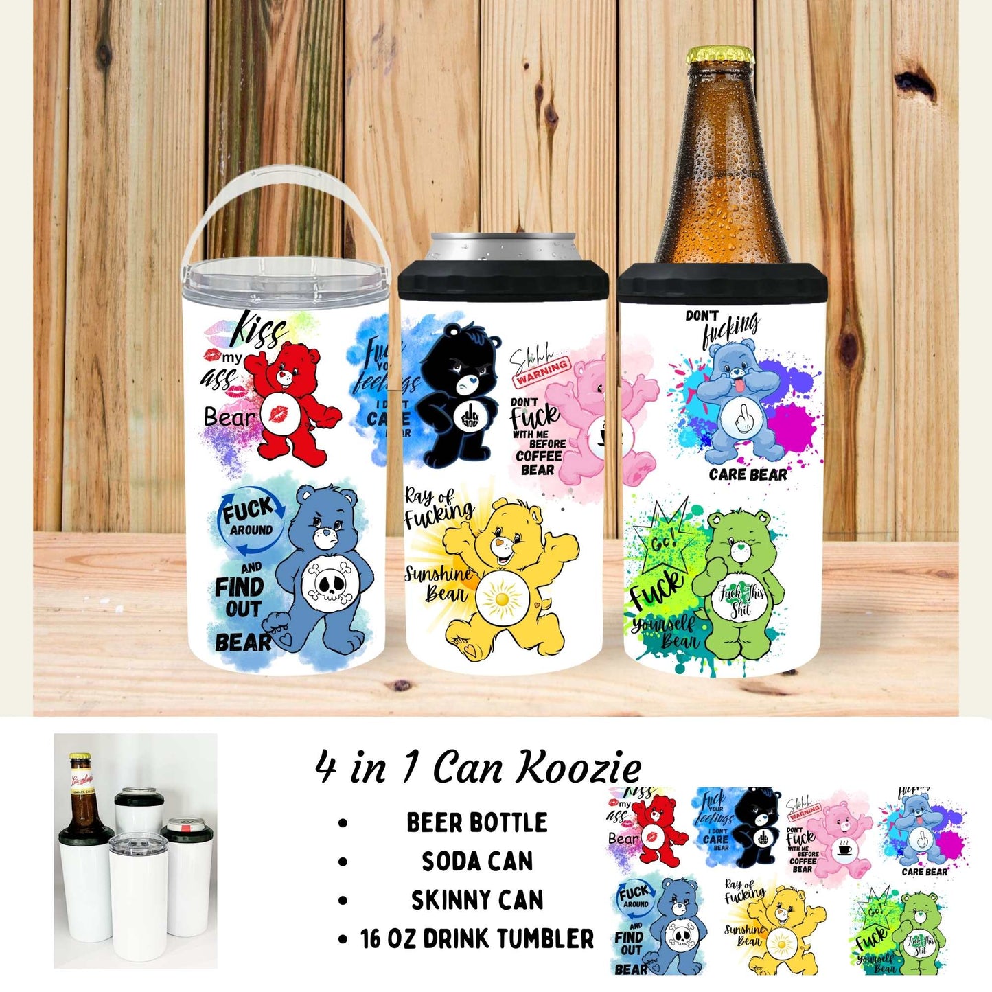 4 in 1 can cooler - SWEAR BEARS