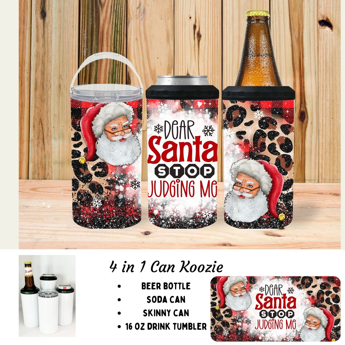 4 in 1 can cooler - Deer Santa