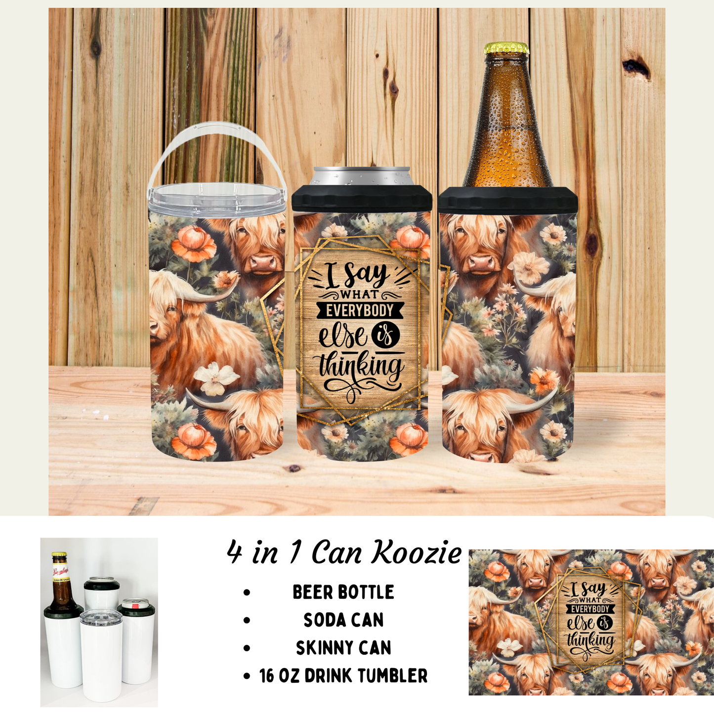 Koozie | Highland Cow | I say what everyone's thinking