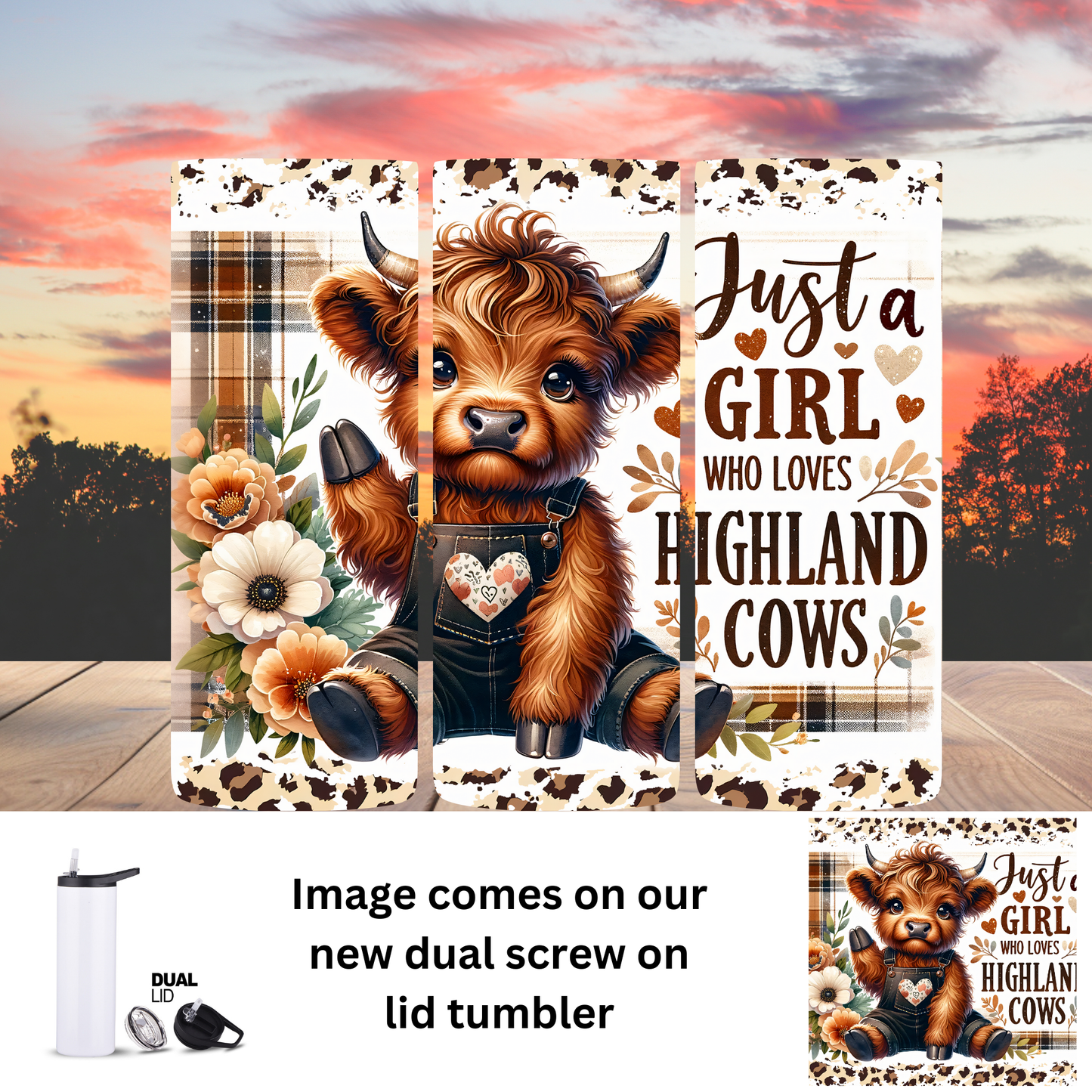 Tumbler | Highland Cow | Girl loves heart