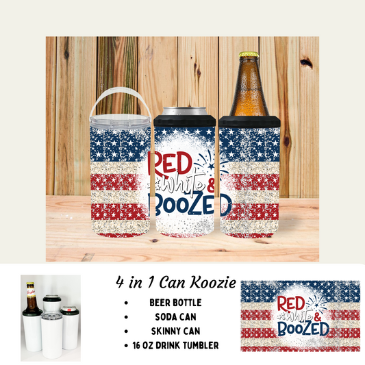 4 in 1 can cooler - Red White Boozed