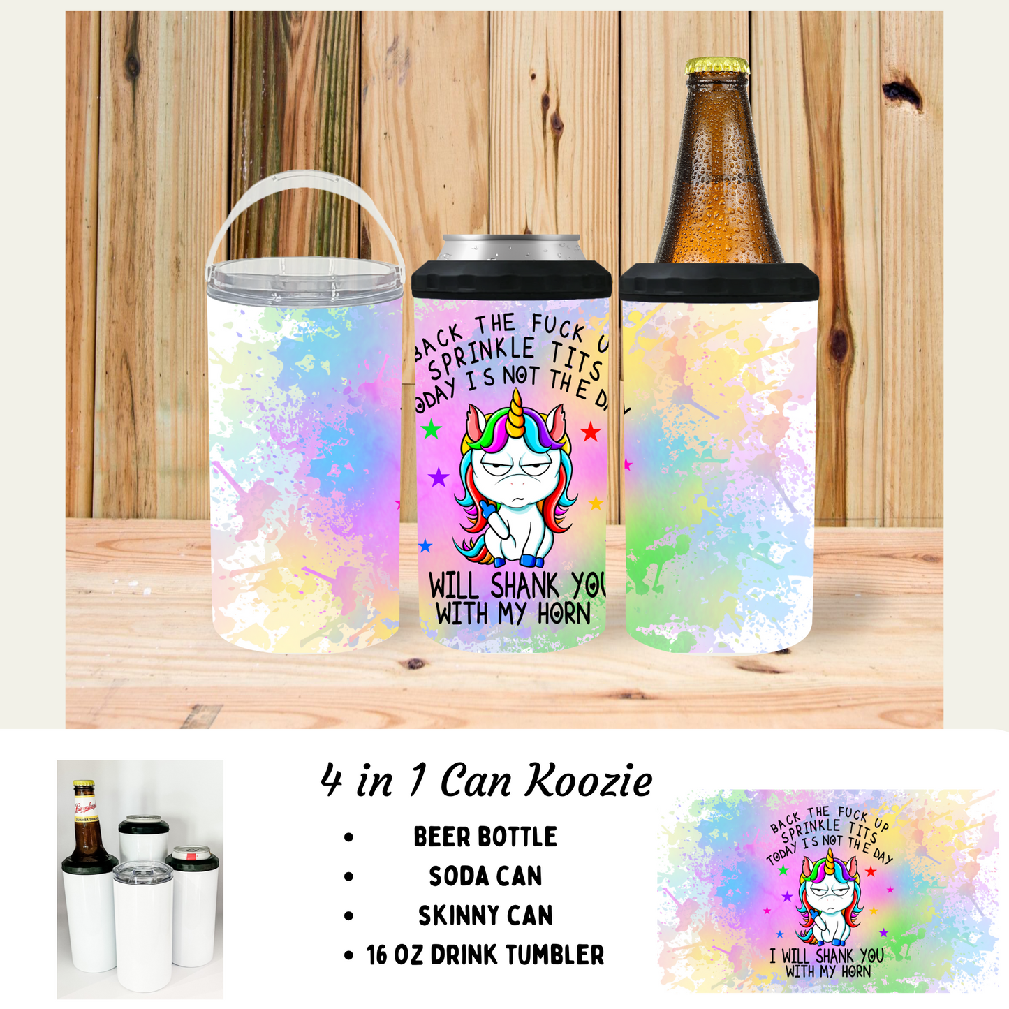 4 in 1 can cooler - Back the fuck up sprinkle tits