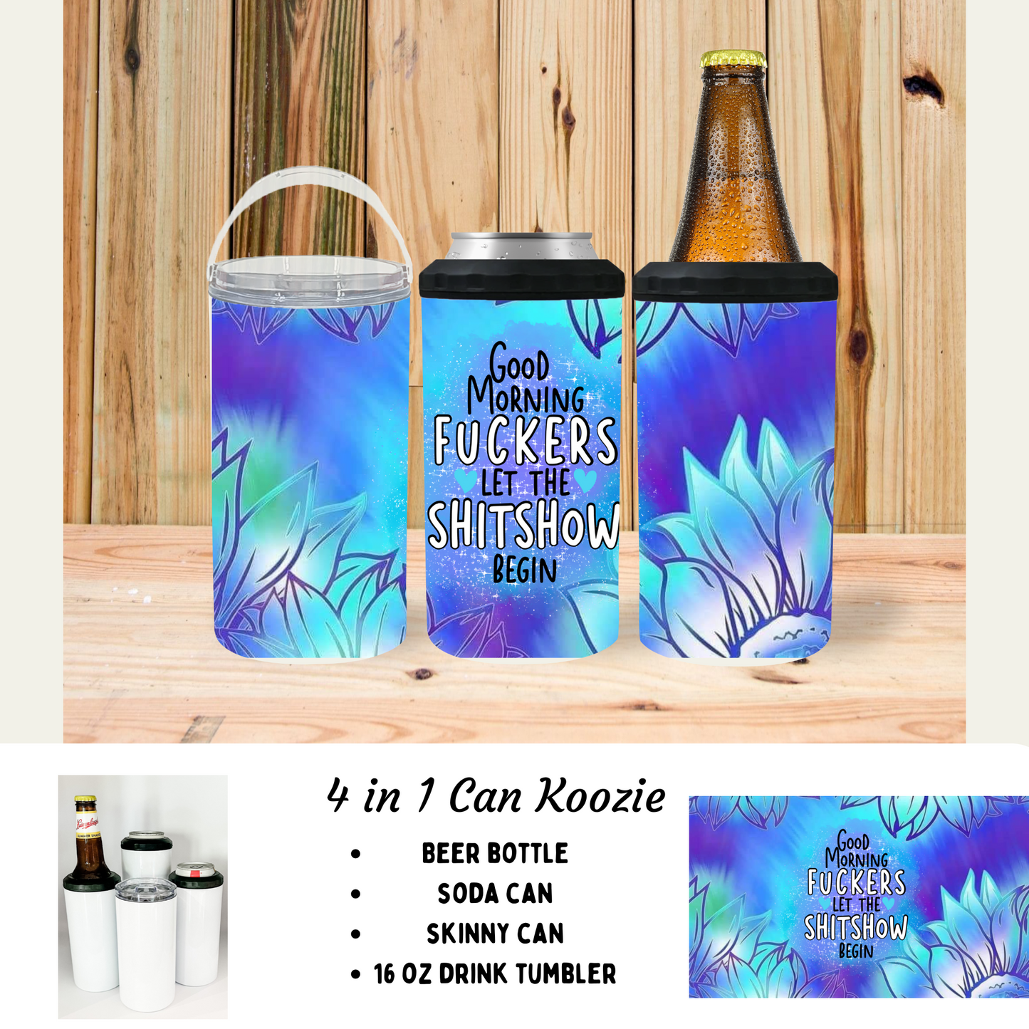 4 in 1 can cooler - Shitshow blue