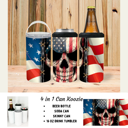 Koozie | Flag Skull