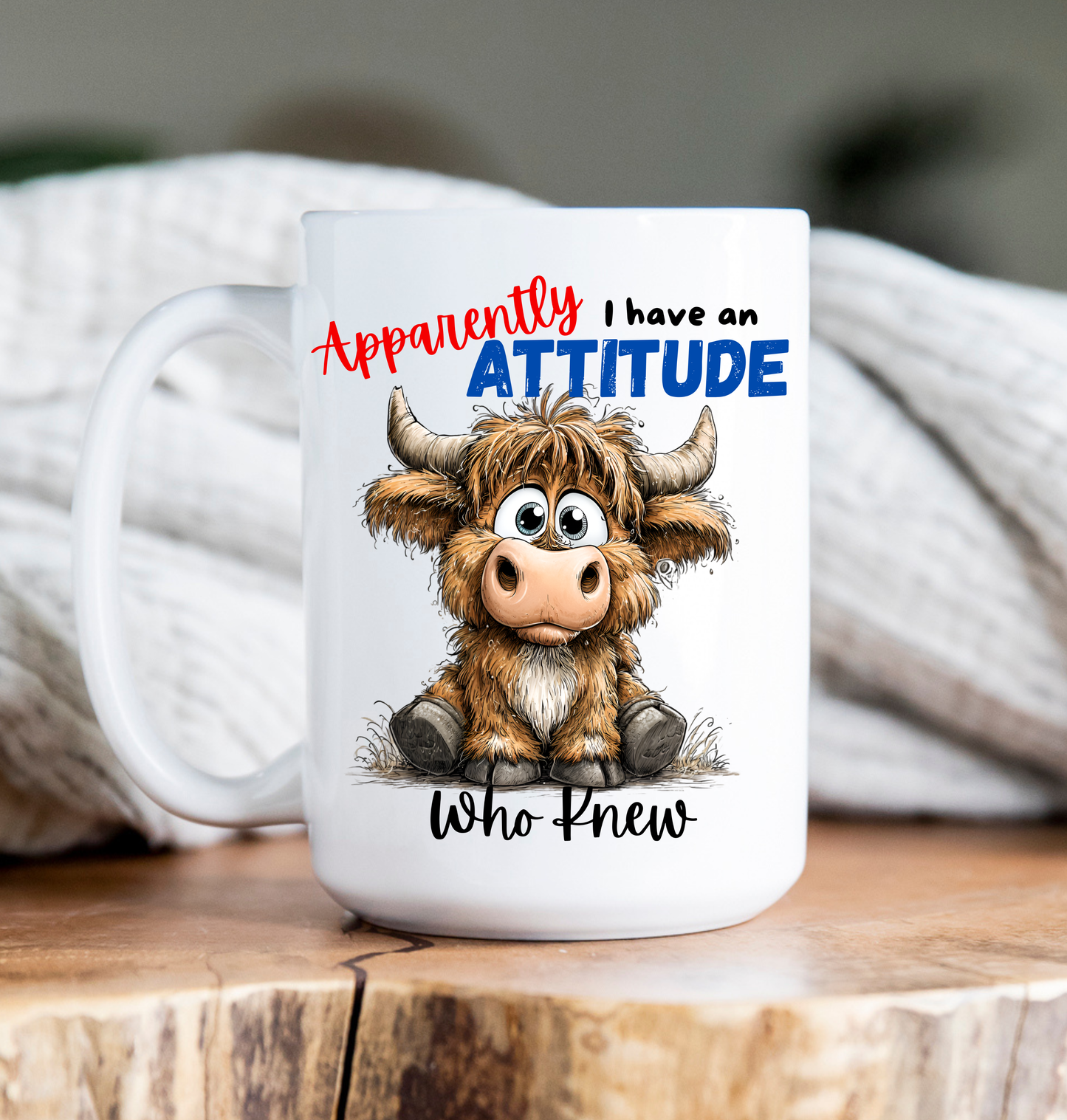 Coffee Mug | 15 oz | Highland Cow | Attitude
