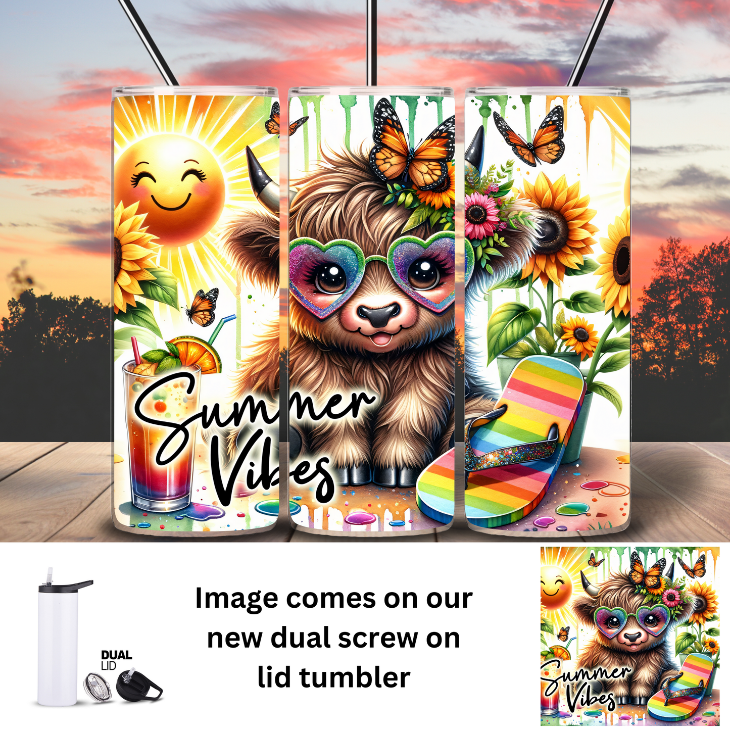 Tumbler | Highland Cow | Summer Vibes