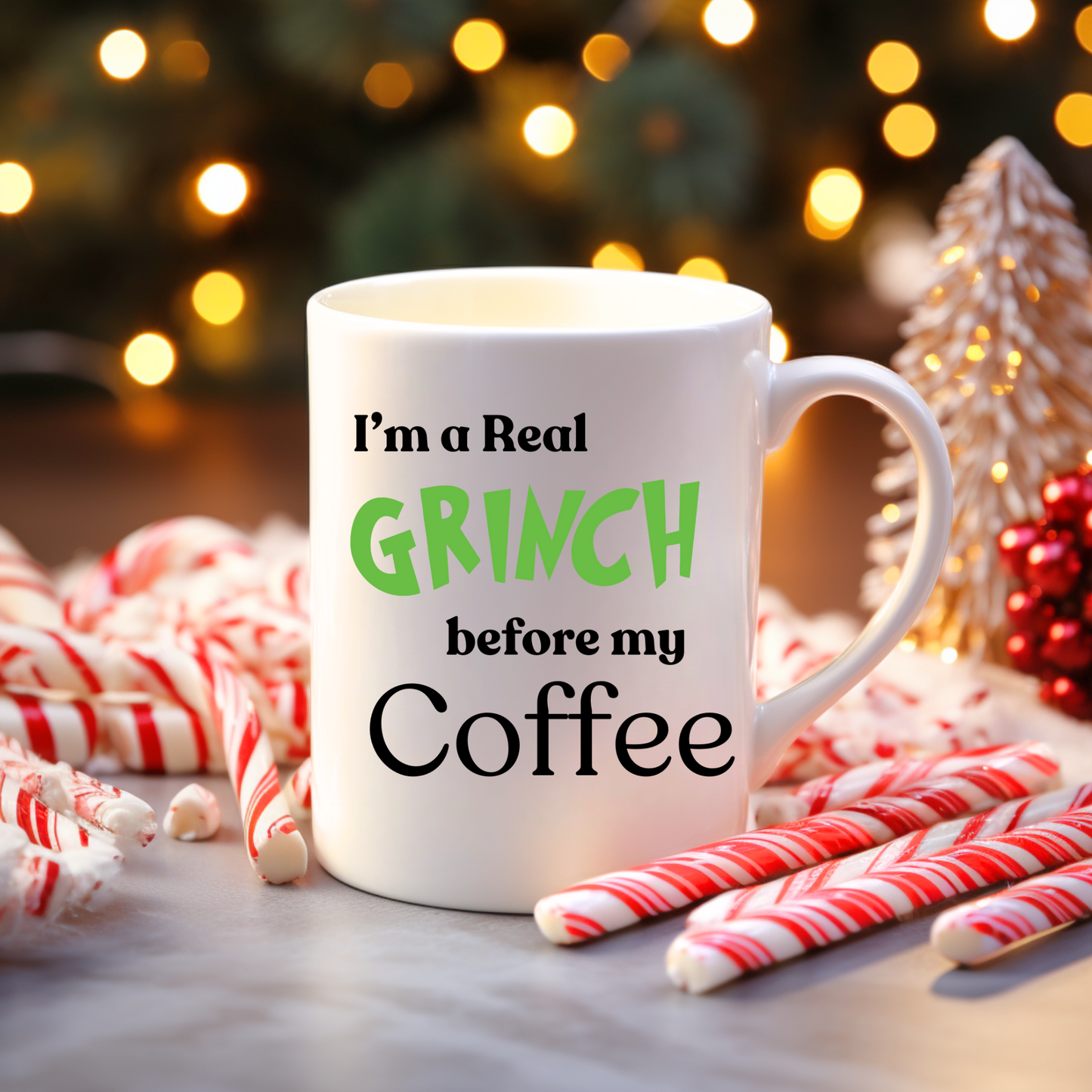 15 oz Coffee Mug - Christmas - I'm a Real Grinch Before my Coffee