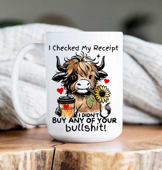 Coffee Mug | 15 oz | Highland Cow | Bullshit