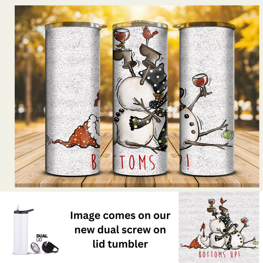 20 oz Tumbler - Bottoms Up Snowman