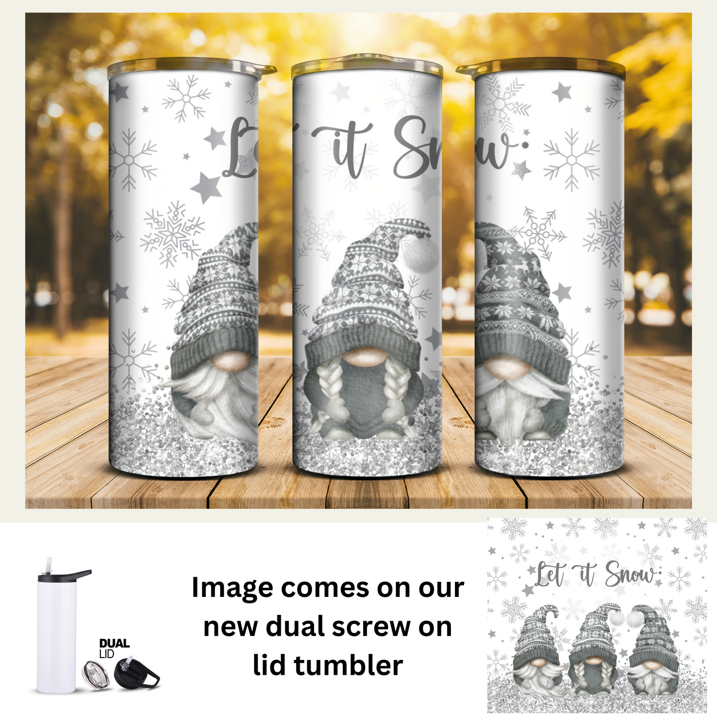 20 oz Tumbler - Let it Snow Gnomes