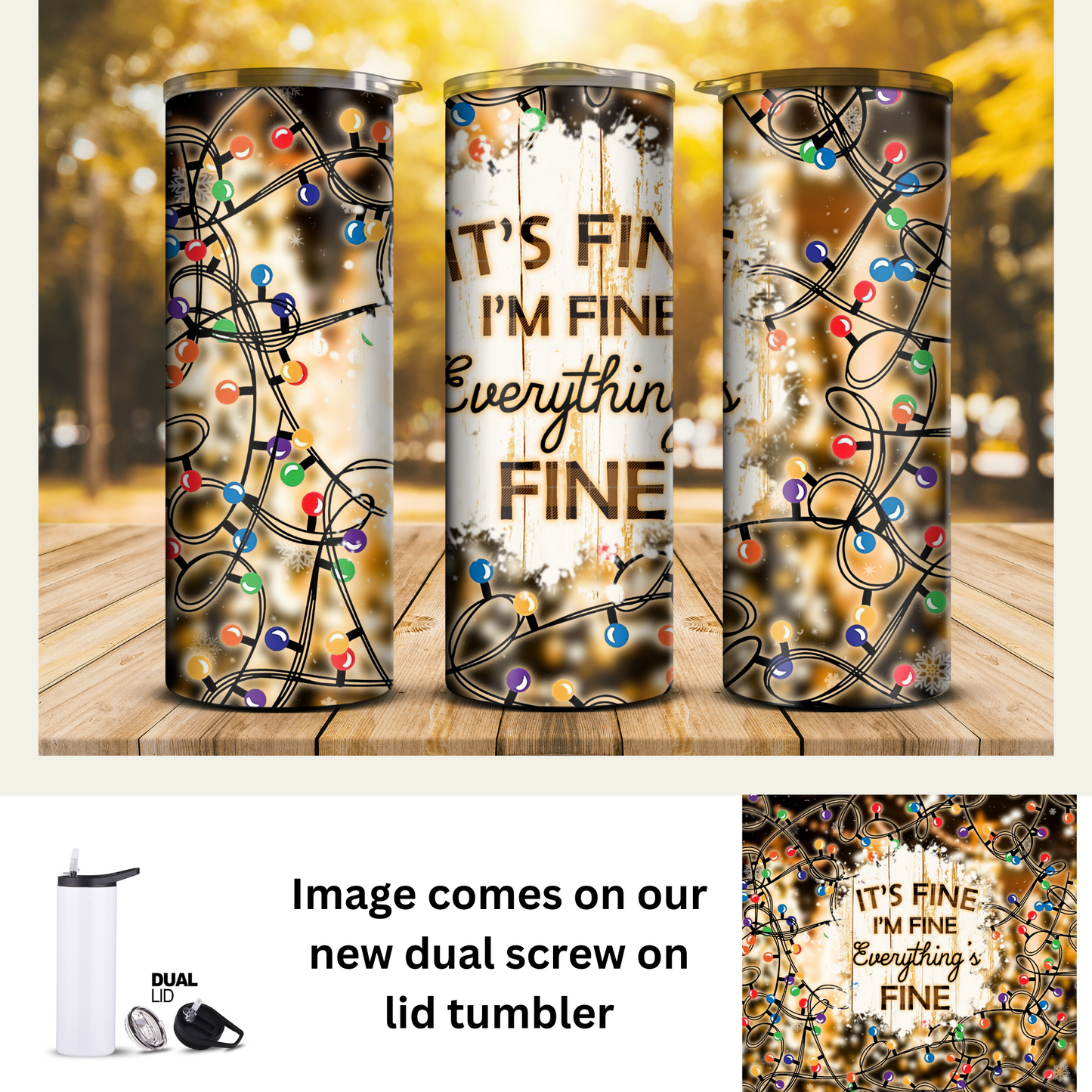 20 oz Tumbler - Christmas It's Fine I'm Fine Everything is Fine