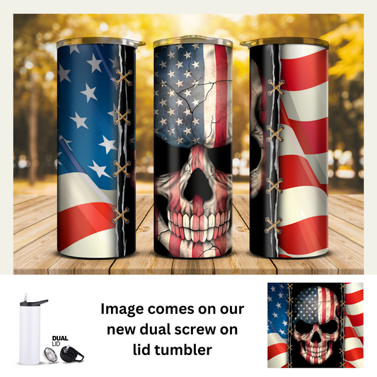 20 oz Tumbler - Flag and skull