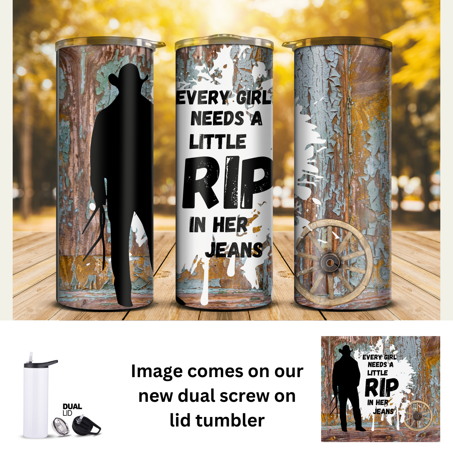 20 oz Tumbler - Rip in her Jeans