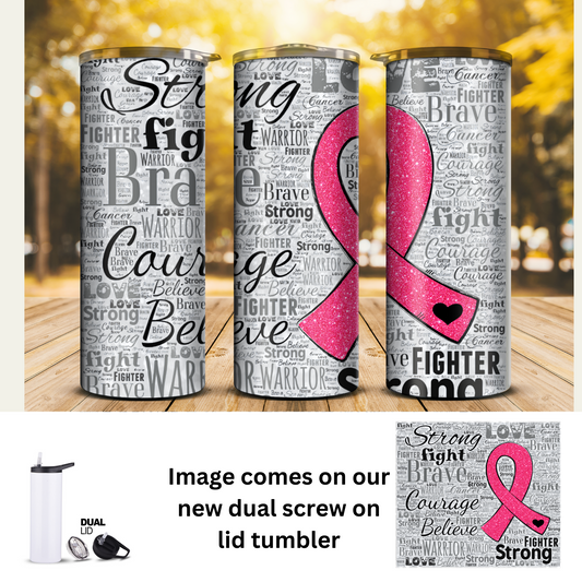 20 oz Tumbler - Breast Cancer Ribbon