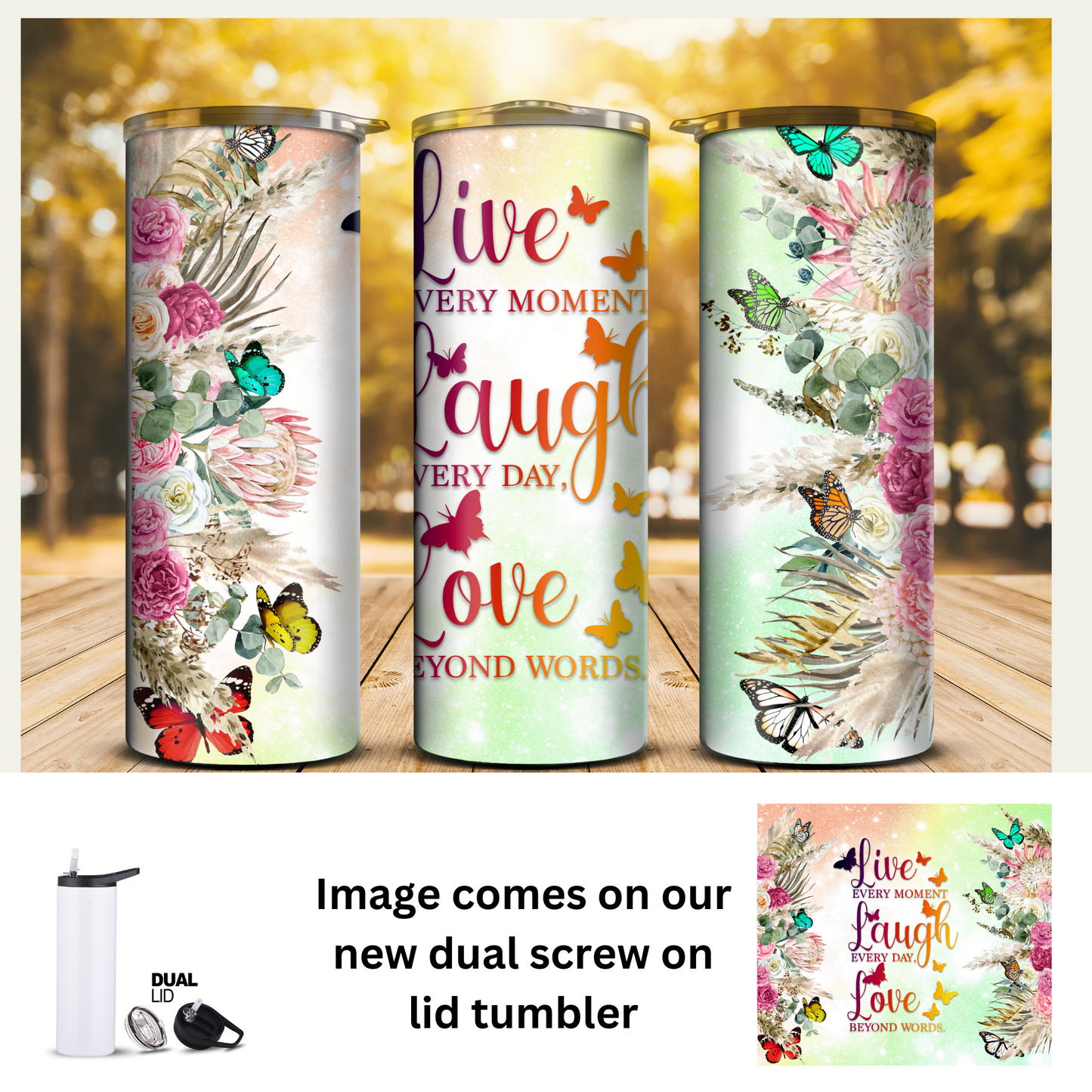 20 oz Tumbler - Live Laugh Love