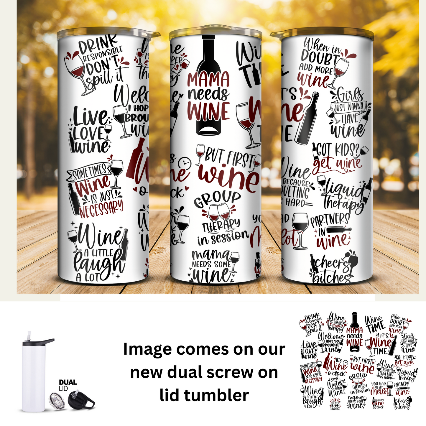 20 oz Tumbler - Wine Quotes