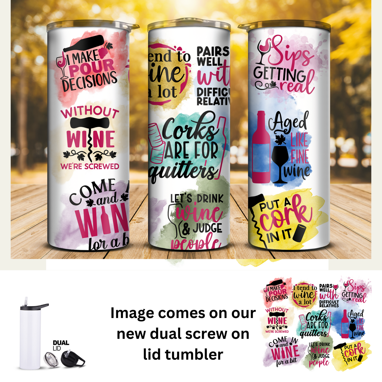 20 oz Tumbler - Wine Quotes