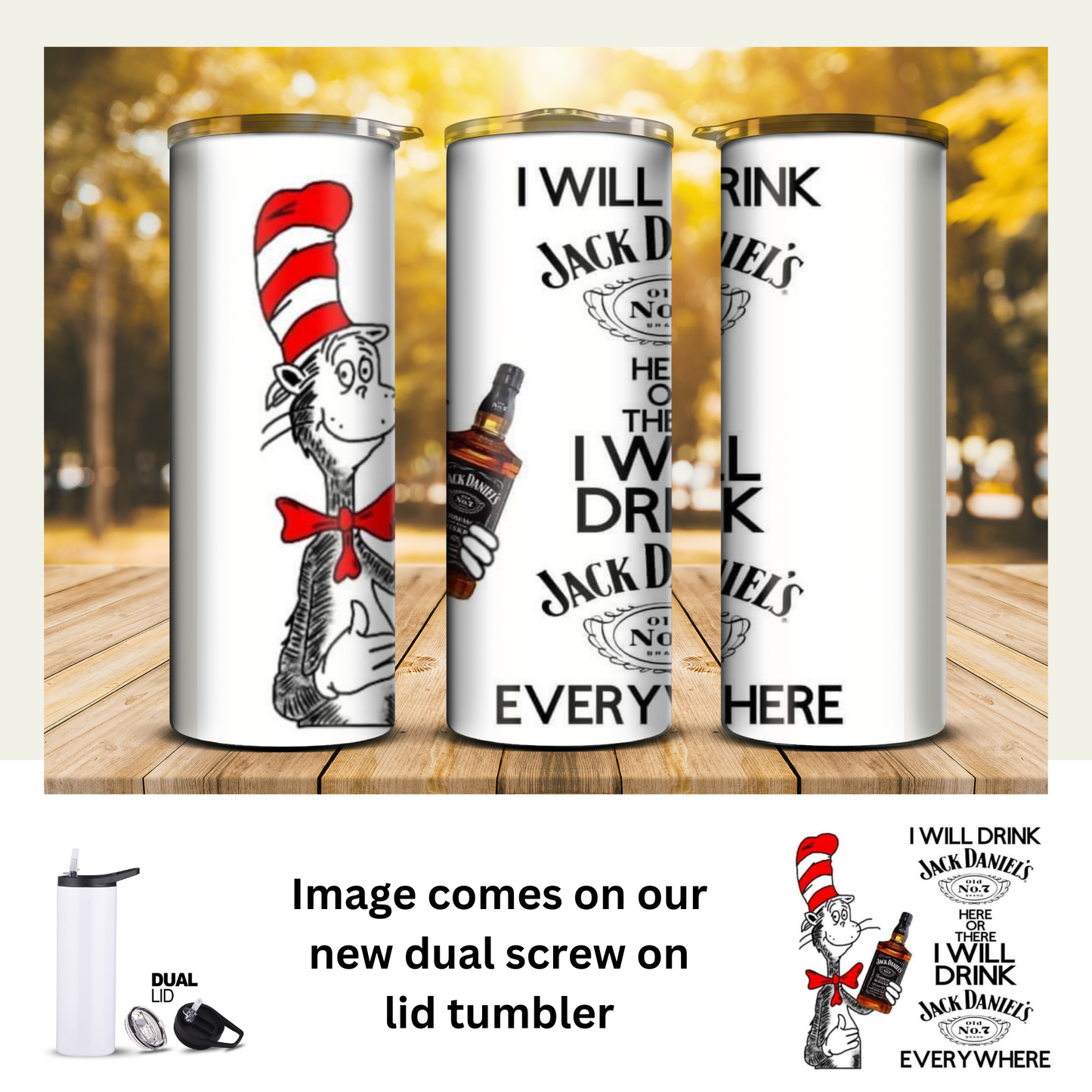 20 oz Tumbler - Dr Suess Jack Daniels